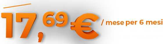 17,69 euro al mese per 12 mesi invece che 26,47. Zero costi di attivazione. Promo valida fino al 11.08.2022