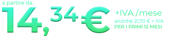 a partire da 14,34 euro al mese  anziché 21,70 per i primi 12 mesi. Attivazione gratuita, ovunque.